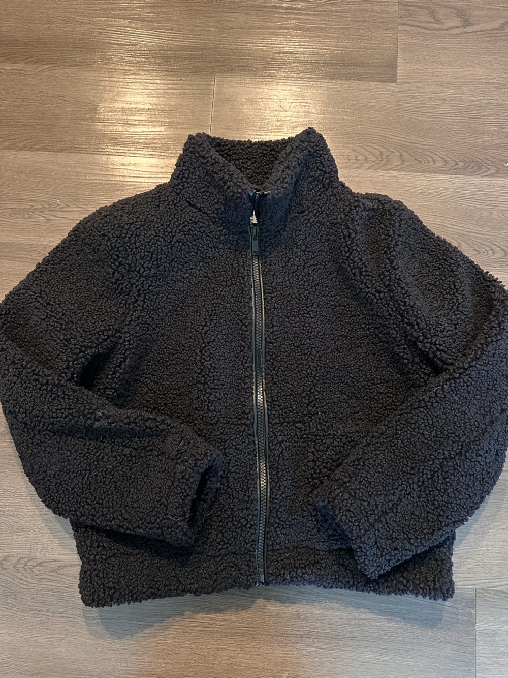 Noisy May Black Sherpa Zip-Up Jacket